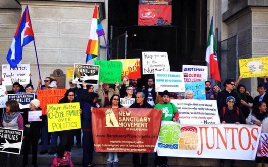 Groups opposed to changes in Philadelphia's anti-deportation policy rallied at City Hall on Friday. Courtesy New Sanctuary Movement of Philadelphia