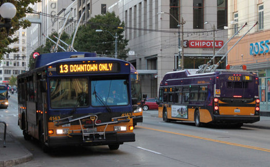 Public mass transit jobs are among the fastest growing in Washington, according to a new report on clean economy job growth. Credit: SounderBruce/King Co. Metro Transit on Flickr