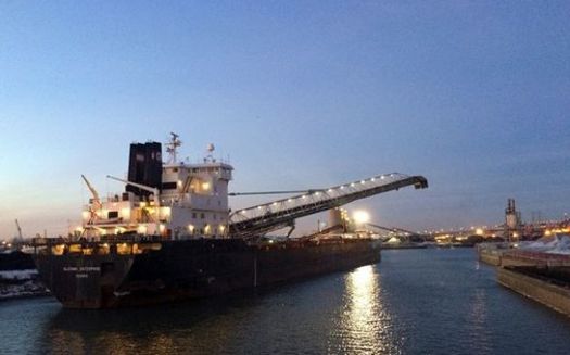A petcoke ship docked on Chicago's southeast side. (Natural Resources Defense Council)