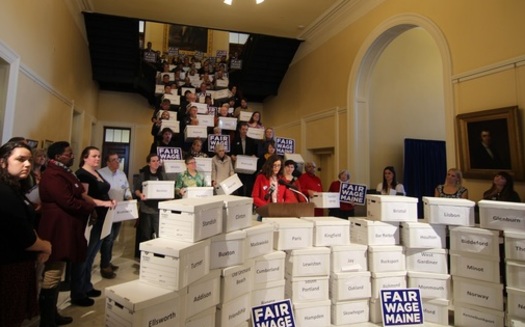 It is now up to Maine's secretary of state to certify a ballot petition that was supported by more than 75,000 signatures last week. The proposal would boost the statewide minimum wage to $12 an hour by 2020. (Mainers for Fair Wages).