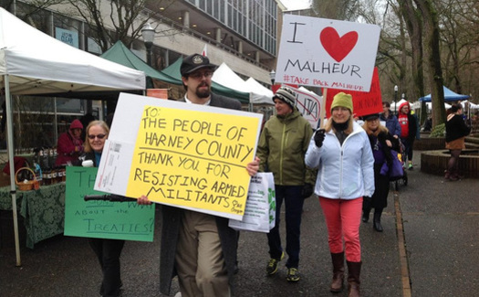 Even some Portland city-dwellers took the time to make their views known about the armed occupation of the Malheur National Wildlife Refuge in Burns. (Rural Organizing Project)