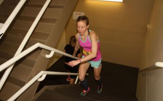 Michelle Spehr makes her way up all 1,034 steps in last year's American Lung Association Fight For Air Climb, to raise money for research. This year's event is March 19. (ALA Wisconsin)