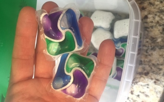 If ingested, laundry and dish detergent pods can cause injuries to the throat, lungs or skin. (S. Carson)<br />