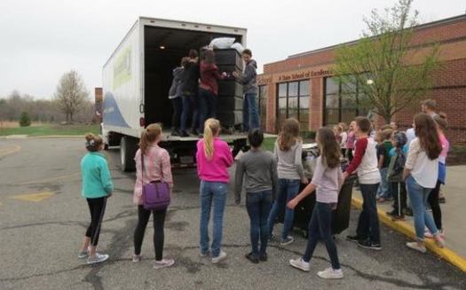 Students from two Michigan schools collected nearly 16,000 pounds of fabric to be recycled. (Goodwill Industries of Mid-Michigan)