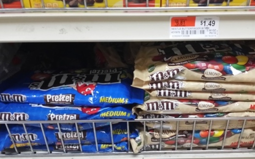 Some products, including M and M's, will be found with GMO labels on Bay State store shelves thanks to a new Vermont labeling law that faces a challenge in the U.S. Senate (M. Clifford).