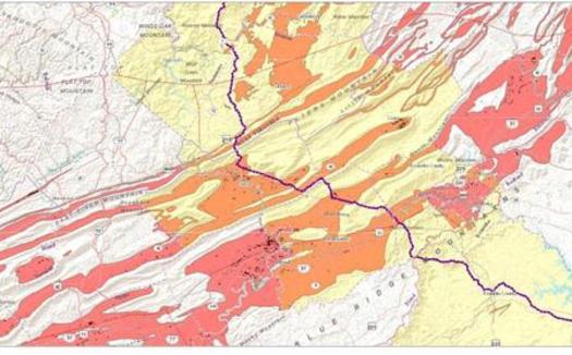 A study of the geology along the proposed Mountain Valley Pipeline route shows it would run through a fragile, karst 