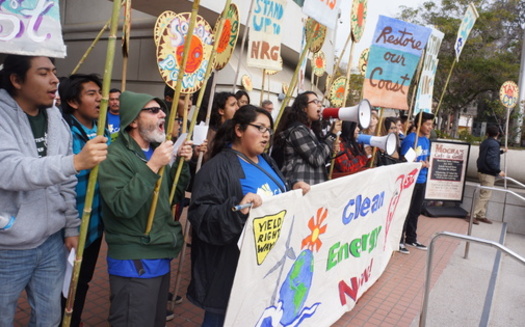 Protesters demonstrate against the proposed Puente Project power plant in Oxnard earlier this year.(Rene Garcia)
