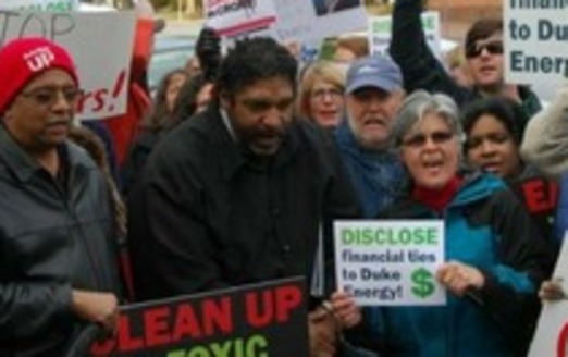 The Rev. William Barber at an environmental justice rally. Barber's group is organizing a march on the state Capitol today called the Moral Day of Action. (Repairers of the Breach)