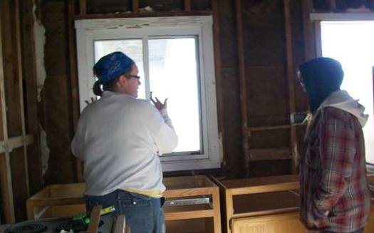 Women learn to build homes for the needy through the Women Build program in Indiana. (Virginia Carter)
