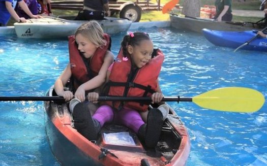 Kids learn to kayak at the 