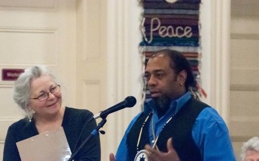 A Building a Culture of Peace forum in Concord, N.H., this week helped to raise funds to fight the Dakota Access Pipeline. (E. Zulaski)