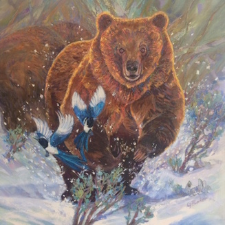 Painter Georgia Baker wants to represent the grizzly bear's more playful side. (2017Georgia Baker ArtWorks)