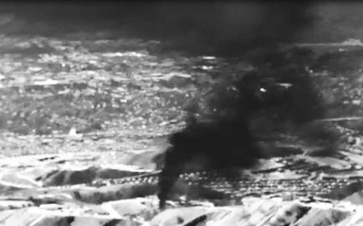 Infrared imaging shows the 2015 natural gas leak in Aliso Canyon. New rules would reduce methane leaks from pipelines. (Environmental Defense Fund)