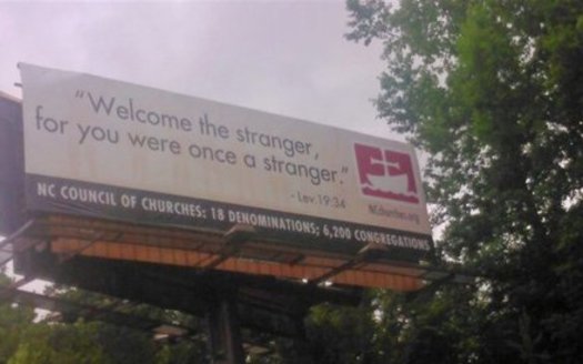 The North Carolina Council of Churches quotes scripture on a billboard on Interstate 40 near Statesville. (NC Council of Churches)