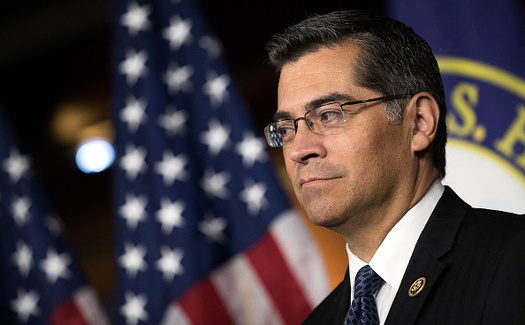 Calif. Attorney General Xavier Becerra issued a ban on state employee travel to Texas, with Texas' new state law legalizing discrimination against LGBTQ families in adoptions. (Angerer/GettyImages)