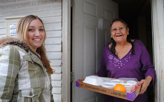 A nonprofit restaurant in Marsing, Idaho, serves seniors free meals and also prepares food for the Meals on Wheels program. (Katrina Heikkinen/U.S. Air Force)