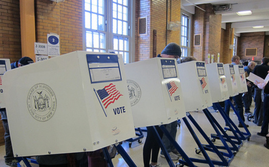 With the September elections just around the corner, the League of Women Voters is  asking a court to temporarily prevent the state's new voter law from taking effect. (J. Shlabotnik/Flckr) 