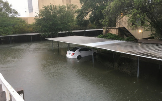 Hurricane Harvey flooded this parking garage in Houston, and rain from the storm's remnants is expected to hit Tennessee today. (R. Crap Mariner/Flickr)