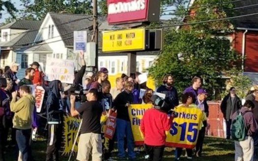New England fast-food workers elected to walk off the job in many cities, including Boston and Hartford, for Labor Day in their fight for a $15 hourly wage. (SEIU) 