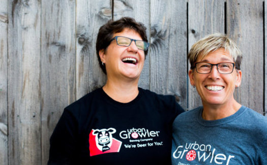 Jill Pavlak (right) worked in liquor stores and restaurants to learn how to run her own brewery with her wife, Deb Loch.