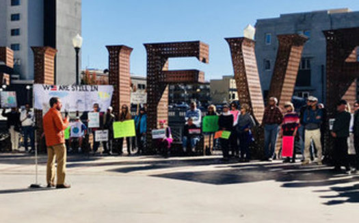 Protesters in Reno called on Gov. Brian Sandoval to sign the 