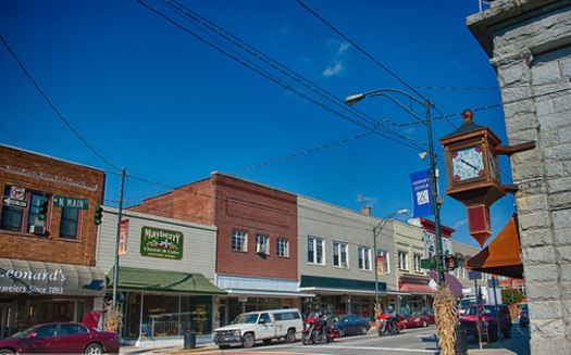 Downtown businesses are flourishing in Mount Airy, thanks to the development of a greenway, because of increased residents, tourists and events. (Allen Forrest/flickr)