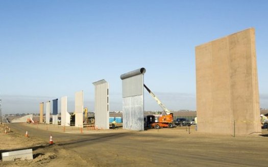 Prototypes of President Trump's proposed border wall were exhibited last October outside San Diego. (texastribune.org)
