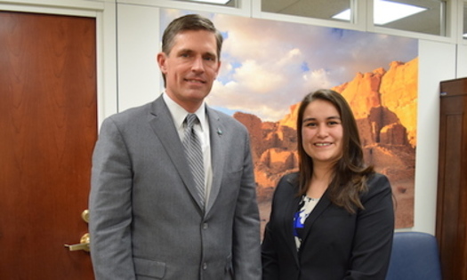 Dreamer Ivonne Orozco-Acosta and U.S. Sen. Martin Heinrich, D-N.M., listened to President Donald Trump's remarks on immigrants while attending the State of the Union address. (heinrich.senate.gov)<br />