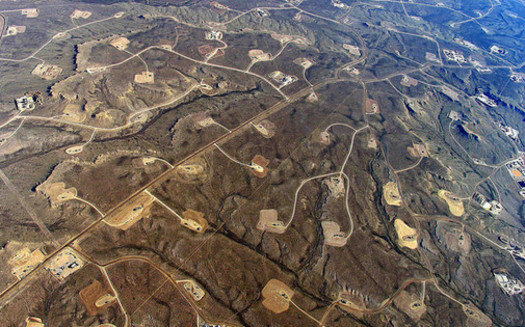 In areas where shale-drilling and hydraulic fracturing is heavy, a dense web of roads, pipelines and well pads turns continuous forests and grasslands into fragmented islands. (Simon Fraser University/flickr)