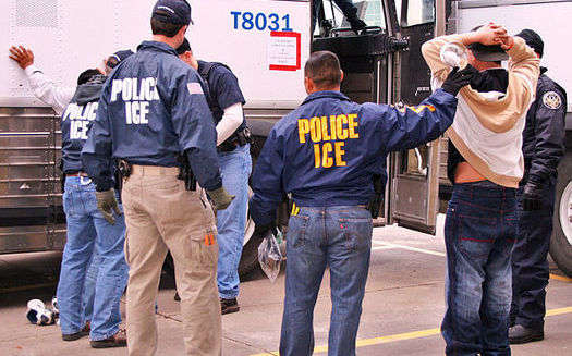 Grassroots groups are encouraging anyone who witnesses U.S. Immigration and Customs Enforcement activities to call a toll-free 24-hour hotline at 844-UNITE-41. (ICE/Wikimedia Commons)