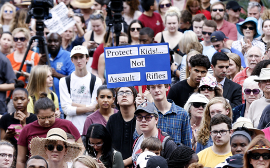 Thousands of students, teachers and parents descended on the Florida State Capitol in protest after a former student with an assault rifle killed 17 students at a school in a shooting rampage. (Moore/GettyImages)<br /> 