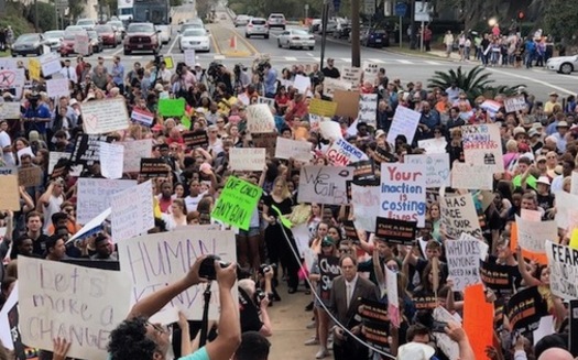 Thousands of students rally against gun violence at the Florida state Capitol in Tallahassee following the mass shooting that killed 17 at Marjory Stoneman Douglas High School in Parkland, Fla.  (Trimmel Gomes)<br />