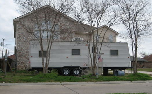 The harmful effects of excessive formaldehyde in wood products came into sharp focus in FEMA trailers after Hurricane Katrina. (Infrogmation/Wikimedia Commons)