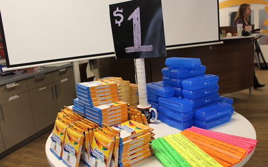 At last year's supply drive, students were given fake money to buy school supplies. (Inspirus Credit Union)