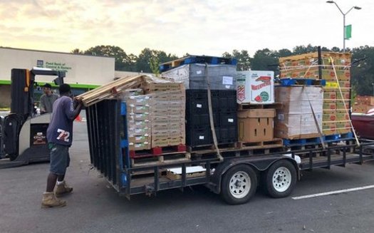 The community group Jesus House of Prayer takes a load of Florence Disaster Relief supplies to Johnston County. (Whichard/Food Bank of Central & Eastern North Carolina)
