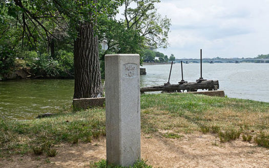 Mile marker zero marks the start of the Chesapeake and Ohio Canal, which has a significant backlog of maintenance needs. (Bonnachoven/Wikimedia Commons)