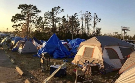 Many Panama City area residents displaced after Hurricane Michael are still living in tents. (Steve Lowe) <br />