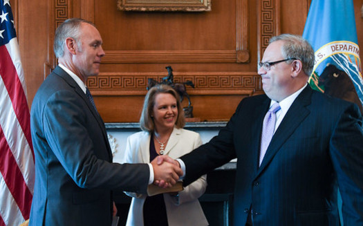 David Bernhardt, right, replaced former U.S. Rep. Ryan Zinke, R-Mont., left, as head of the Interior Department last month. (U.S. Dept. of the Interior/Flickr)