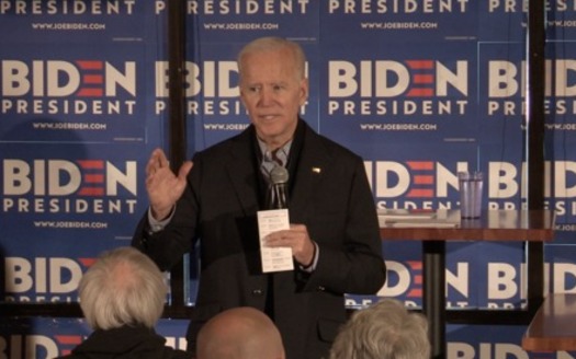 Former U.S. Vice President Joe Biden knows more than 4 in 10 New Hampshire voters aren't affiliated with a political party, and is counting on appealing to independents. (Kevin Bowe)