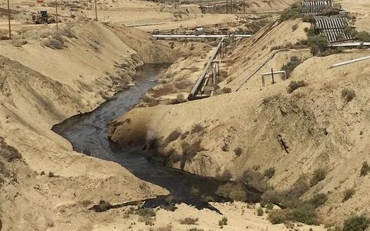 The cause of an oil leak in Kern County, shown here in May when it first started, has yet to be determined. (California Dept. of Fish and Wildlife, Office of Spill Prevention and Response)