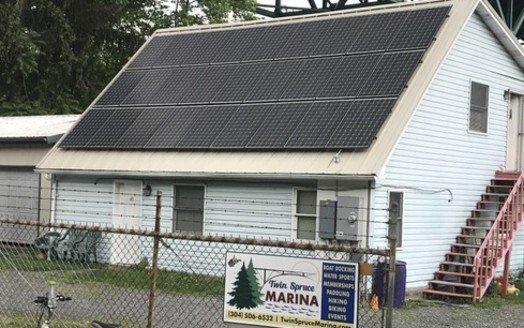 Falling solar-panel prices have made renewable energy increasingly reasonable for businesses such as the Twin Spruce Marina in Morgantown. (Twin Spruce Marina)