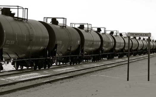 State regulators say 16% of oil produced in North Dakota in October was shipped out by rail. (Roy Luck/Flickr)