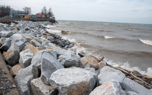 Heavy wave action, combined with Lake Erie's already high water level, continues to threaten the shoreline. (USACE/Flickr)