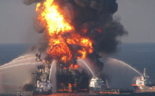 The BP Deepwater Horizon oil spill permanently damaged wetlands and continues to affect marine mammal populations. (U.S. Coast Guard)