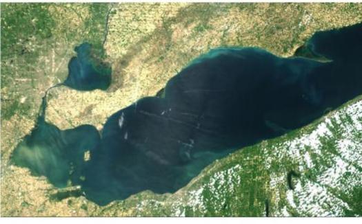 A June 20 satellite image of Lake Erie's Western Basin. (NOAA)