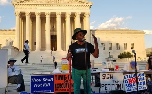 Death-penalty opponents hold a protest in front of the Supreme Court in July 2019. (Death Penalty Action)