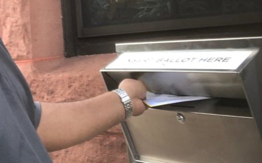 The new ballot drop-off boxes, bolted to the wall, provided an extra layer of security during the Connecticut primary. (Common Cause in Connecticut)