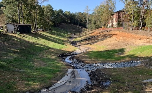Engineers recently restored an unnamed stream on the campus of Methodist University in Fayetteville, N.C. (Paula Worden)