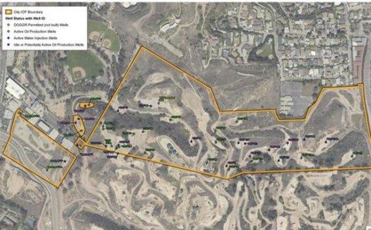 This map shows the part of the Inglewood oil field that lies within Culver City, close to several  neighborhoods. (Baker & O'Brien, Inc.)