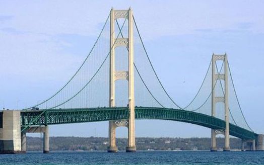 Enbridge Inc.'s Line 5, which runs through the Straits of Mackinac, has spilled more than 1 million gallons of fossil fuels into waters since 1968, according to researchers. (Wikimedia Commons)